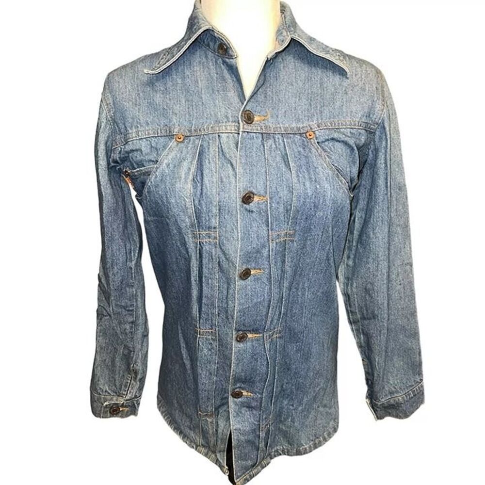 Vintage 1970s Levi's Orange Tab Women's Denim Button Front Trucker Shirt Size S